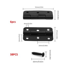 JJWNMLL Hinges 6 pcs - 2 inch Hinges for Wood Black Door Hinges with 38 pcs Hinge Screws for Home Furniture Hardware Cabinet Closet Door Drawer Wood Box