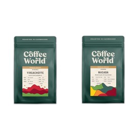 Coffee World, Filter Favourites Bundle, Single Origin, Roasted in Cambridge, Whole Coffee Beans, Retail Bag (2 x 250g)