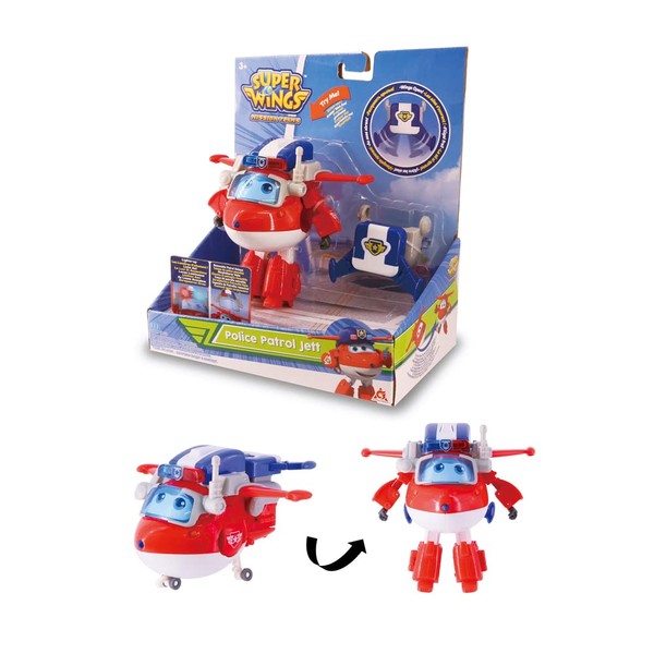 Super Wings EU730220 Transformation Aircraft Police Patrol Jet, 8-Inch Toy