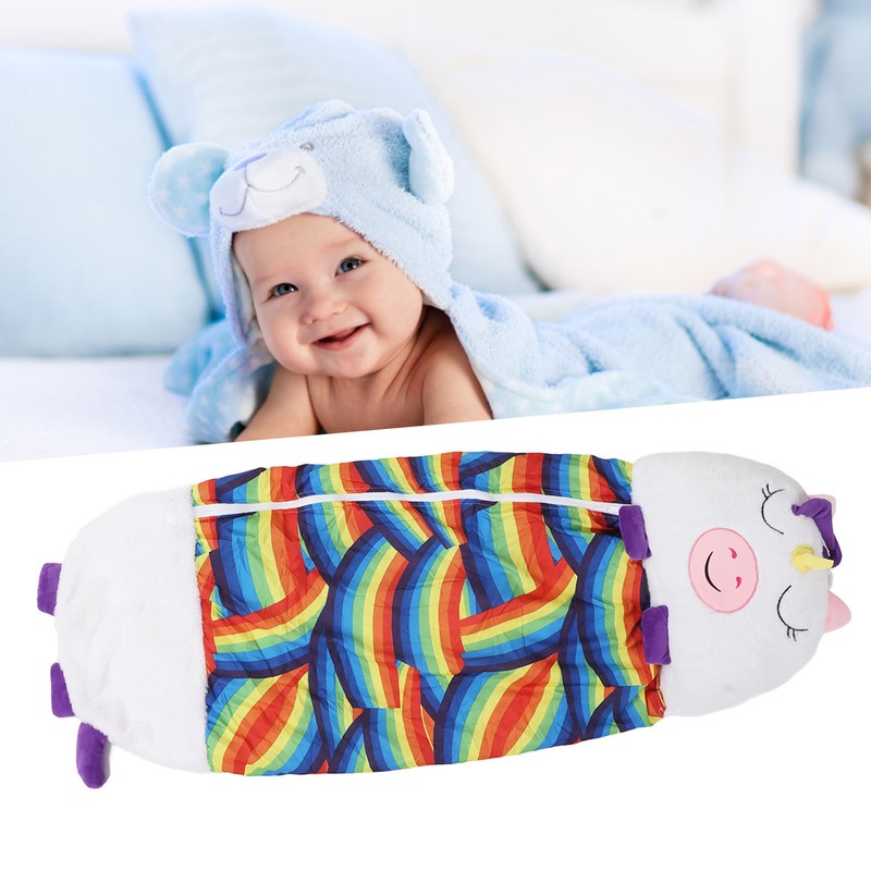 Kids Sleeping Bag Cartoon Animals Soft Plush Wearable Foldable Prevents