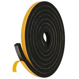 Weather Stripping Seal for Door Window, High Density Foam Tape, Soundproofing, Insulation Strip, Door Sealers for Door Frame (Black, 1/2 Inch X 1/2 Inch X 10Feet)