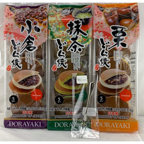 Japanese Dorayaki Baked Bean Cake Pack of 3 ( 15 pcs Total ) 32oz Product of JAPAN (Variety Pack of 3)