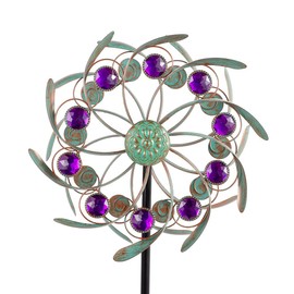 Viveta Outdoor Wind Spinners, 13" Metal Wind Sculpture with Stable Stake, Double-Sided Windmill,Wind Spinner for Yard and Garden