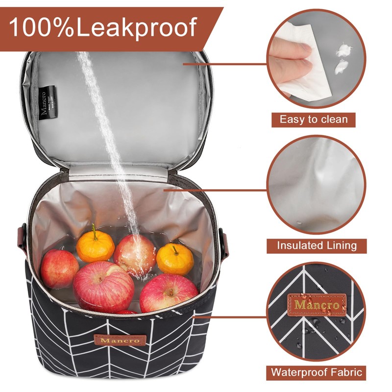 Mancro Breastmilk Cooler Bag, Insulated with Ice Pack, Fits 6