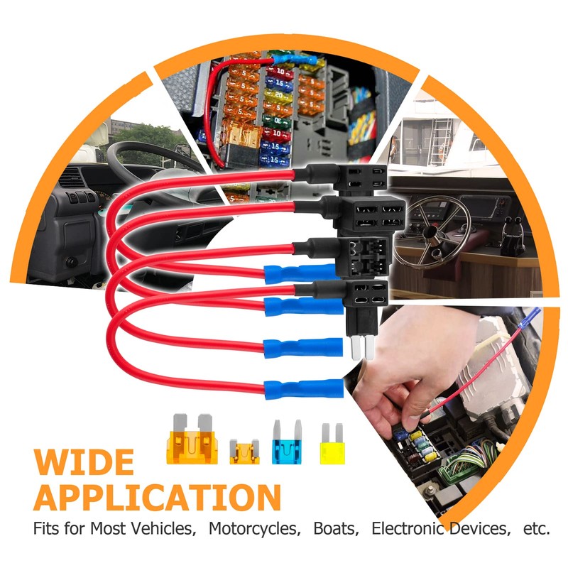 WeiSen 4 Types 12V Cars Add-a-Circuit and Fuse Kit -