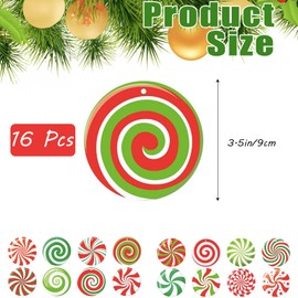 16Pcs Christmas Hanging Ornament for Tree,Xmas Hanging Pendants Tree Decorations,Funny Mini Christmas Candy Hanging Baubles Ornament Paper Cards for Christmas Tree Home Couryard Decorations