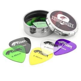 Guitar Picks with Storage Tin - 12 Gel Plectrums 0.46mm TIGER GAC46-12