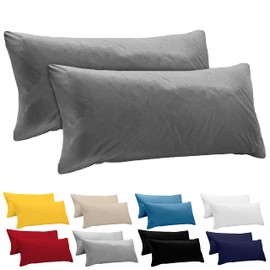 Dreamzie Pillowcases, 40 x 145 cm (Set of 2), 100% Jersey Cotton, 150 g/m², Anthracite, for 40 x 145 cm Cushions, Resistant and Hypoallergenic