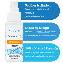 BioForce HOCl - Pure Hypochlorous Acid Spray for Face Travel Size Toner & Cleanser - Made in Canada - Acne-Prone Skin & Eczema, Piercing aftercare, pH Balanced, Non-comedogenic - NueVue (2.3 oz)