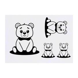 4 x 'Cute Bear Sitting ' Temporary Tattoos - Water Resistant, Skin-Safe, Non-Toxic Transfers, Mixed Sizes (TO00070928)