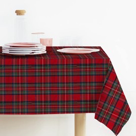 Lovely Home Natalina Christmas Tablecloth, Rectangular, Dyed Fabric, Lurex Tartan, Made in Italy, Christmas Tablecloth, Made in Italy, Scottish Pattern (140 x 140 cm, Red)