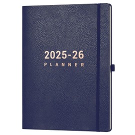 2025-2026 Planner - July 2025 - June 2026, Planner 2025-2026 Daily Weekly and Monthly, 8.5" x 11", Pen Holder, Calendar Stickers, Pocket, 25 Notes Pages, Faux Leather Cover, A4 Premium Paper - Blue