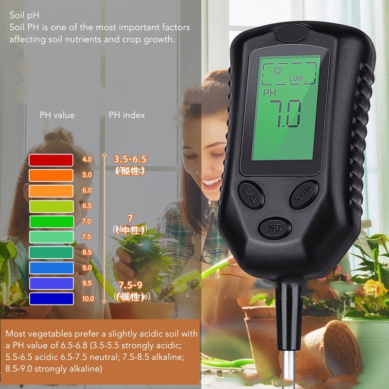 4 in 1 Soil Detector Lightness Temperature Detector Soil Moisture