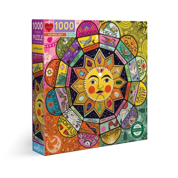 eeBoo: Piece and Love Astrology 1000 Piece Square Jigsaw Puzzle, Includes the Four Elements- Earth, Wind, Fire and Air, , Glossy, Sturdy Puzzle Pieces