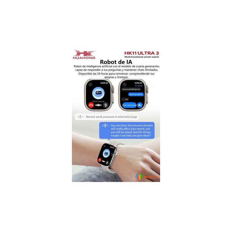 Smartwatch Hk11 Ultra3 2026 Premium Amoled 49mm Titanio Deepseek Ai