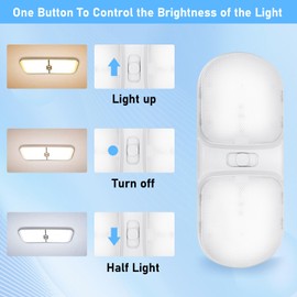 TTCR-II 2 x 12 V Motorhome Lighting LED, Lamps, Camper Dimmable White Yellow and Warm Light (1 Piece), Motorhome Lighting with Switch, 3 Stands (1 Piece for RV Camping Car Truck Caravan Motorhome Boat