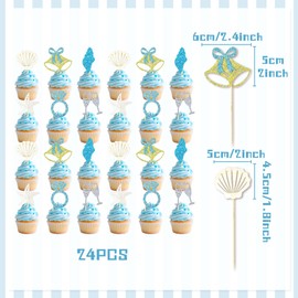 JeVenis 24 PCS Last Toast on the Coast Cupcake Topper Coastal Bachelorette Decoration Beach Theme Engagement Bridal Shower Party Supplies