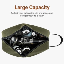 Elviros Travel Toiletry Bag for Women and Men, Lightweight Makeup Bag Hanging Dopp Kit with Shaving Compartment Cosmetic Organizer Small Tool Bag Travel Essentials, Army Green