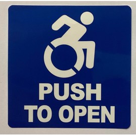 PUSH TO OPEN Decal Sticker (BLUE,White, 4 MIL STICKER, SIZE 4X4 INCH)