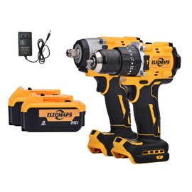 searvgrh Brushless impact wrench and electric hammer drill combination set, compatible with car maintenance and home decoration (Wrench + electric drill + 2 8AH batteries + charger)