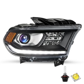 JSBOYAT Right Passenger Side Headlight Assembly [w/LED DRL] Compatible with 2016-2020 Dodge Durango, Factory Halogen Model Headlamps Replacement with Bulbs (Not for HID Model)