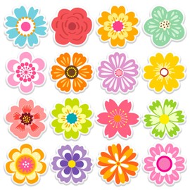 JarThenaAMCS 32Pcs Spring Flower Thick Gel Clings Cute Colorful Summer Floral Window Gel Decals Reusable for Home School Office Classroom Nursery Party Supplies