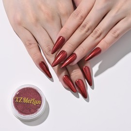 XZMeiLun Chameleon Red Magic Mirror Chrome Nail Powder, Big-Capacity 1.5g Metallic Dust Holographic Effect Powder Pigment Glitter Manicure Kit, Nail Art, Can Mixed with Builder Gel Nail Polish Use