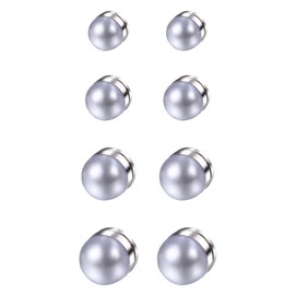 Non-piercing Magnetic Pearl Earrings for Women: Clip on Stainless Steel 5-8mm Faux Pearl Fake Cheater Studs for Christmas Wedding, 4 Pairs Silver