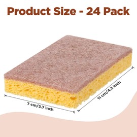 24 Pack Natural Kitchen Sponges – Eco-Friendly, Wood Pulp & Sisal Fiber Sponges for Dishes, Non-Scratch Cleaning