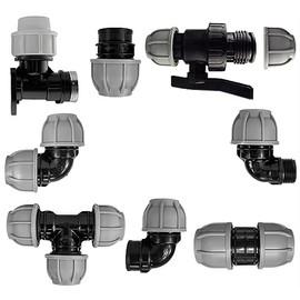 MDPE Compression Connector Fittings 25mm LDPE Water Pipe Elbow Valve Straight (Tee 3 Way 25mm - 1/2" BSPF)
