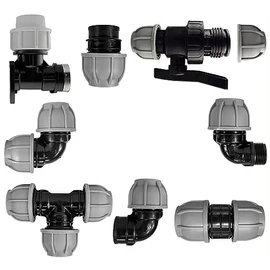 MDPE Compression Connector Fittings 25mm LDPE Water Pipe Elbow Valve Straight (Tee 3 Way 25mm - 1/2" BSPF)