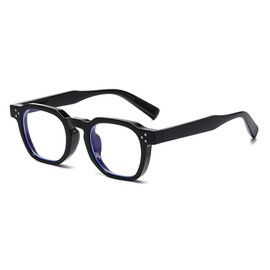 FEISEDY B1272 Blue Light Cut Glasses, Thick Cell Frame, Date Glasses, Square, Non-Degree, PC Glasses, Retro, Stylish, Ladies, Black