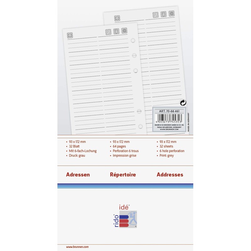 rido/idé 7066461 Addresses for Timer Filius/Timing 2, 93 x 172