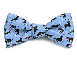 Josh Bach Men's Frisbee and Dog Self Tie Silk Bow Tie in Blue, Made in USA