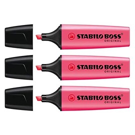 Highlighter - STABILO BOSS ORIGINAL - Pack of 3 - Pink
