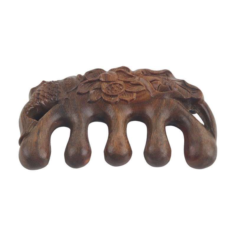 Meridian Wide Tooth Massage Comb Green Sandalwood Head Scalp Massage
