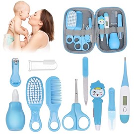 Kit de Aseo y Cuidado para Bebés, 10 Piezas Kit de Cuidado de la Salud del Bebé Recién Nacido, Set de Cuidado del Cabello y Uñas con Bolsa de Almacena