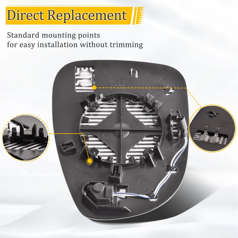 GrteRokky Right Side Mirror Glass w/Heated|Blind Spot Detection Compatible for