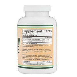 Double Wood Magnesium Glycinate, 400 mg per capsule, 180 veggie capsules