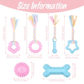 Ailvor Dog Chew Toy, 6 Pieces Puppy Chew Toy, Rubber Puppy Toy with Cotton Ropes for Dogs to Relieve Anxiety, Cleaning Teeth