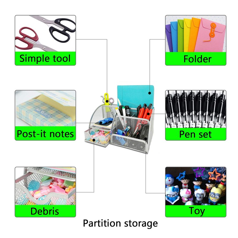 New Office Storage Simple Houseware Mesh Desk Organizer with Sliding