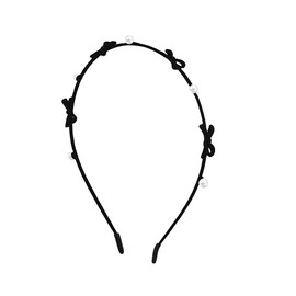 Pearl Headband for Women Girls Black Bow Head Band Women Girls Pearl Hair Band for Party Prom Wedding Bride Hair Accessories