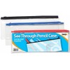 Helix clear pencil case PVC plastic 200x125mm black/blue/pink x 1