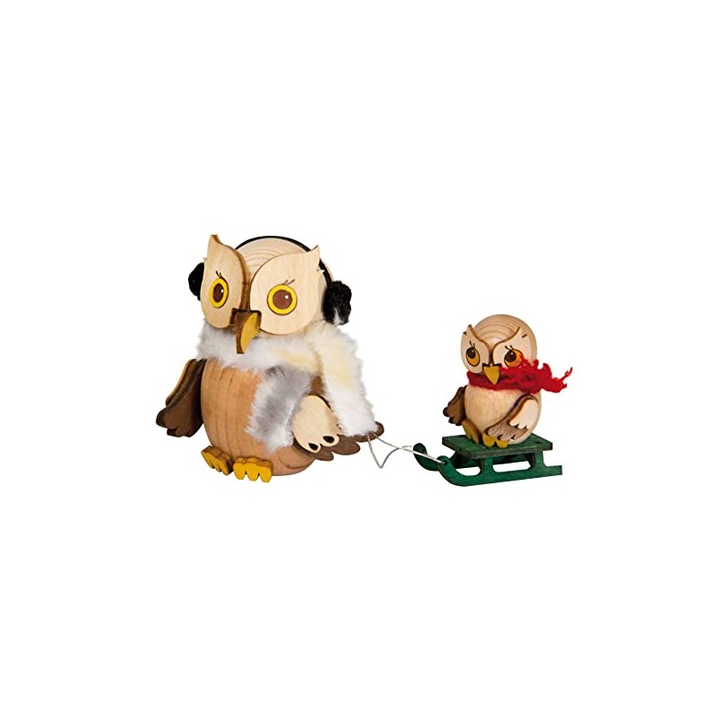 Kuhnert - Decoration / Wooden Figure - Mini Owl Sleigh