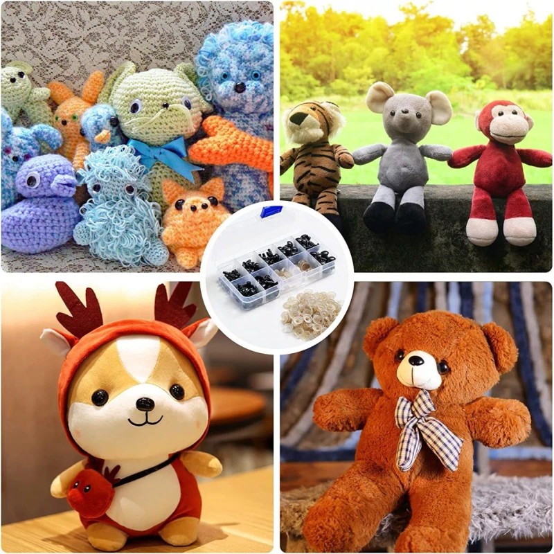 270 Piezas Ojos 6-12mm Nariz Arandelas Para Peluches Muñecos