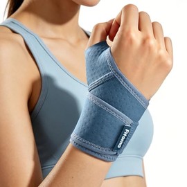 Fitomo Wrist Support with Soft-Touch Fabric, Breathable Compression Wrist Brace for Typing, Sport, Daily Wear, Adjustable Wrist Strap for Mild Carpal Tunnel, Tendonitis, Arthritis & Sprains, S/M