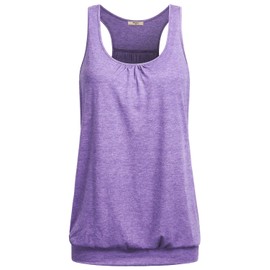 Miusey Athletic Tank Tops for Women Sleeveless Round Neck Loose Fit Racerback Workout Tank Top to Hide Belly Maternity Workout Tops (Large, Light Purple)