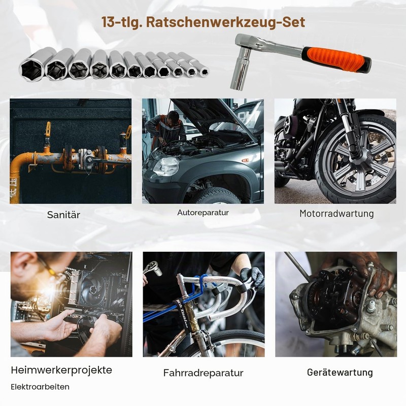JinPhon 1/4 Inch Professional Ratchet Set, Socket Spanner Set 1/4,