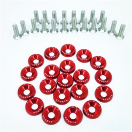 20 PCS XYC Sports Billet Aluminum Fender Washer Engine Bay Dress Up Kit CNC Billet Aluminum Fender Washer Engine Bay Dress Up Kit (Red)