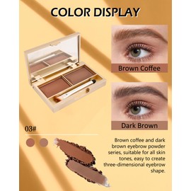 Eyebrow Powder Kit- 2 Colors Soft Tinted Eye Brow Powder Palette,Waterproof Longlasting Dark Brown/Coffee Brow Filler,Professional Eyebrow Contour Makeup for Women with Mirror Brow Brush & Razor-Set03